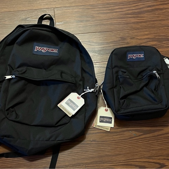 JanSport Classic Black Backpack and lunch bag bundle
